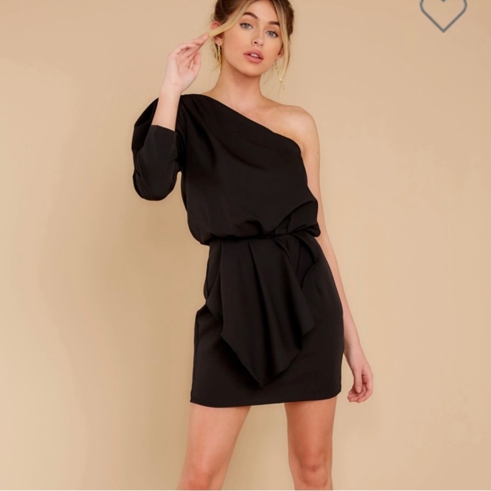 One-Shoulder Black Mini Dress